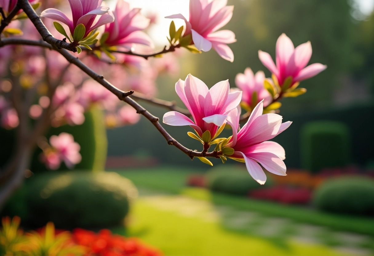 arbres fleurs roses